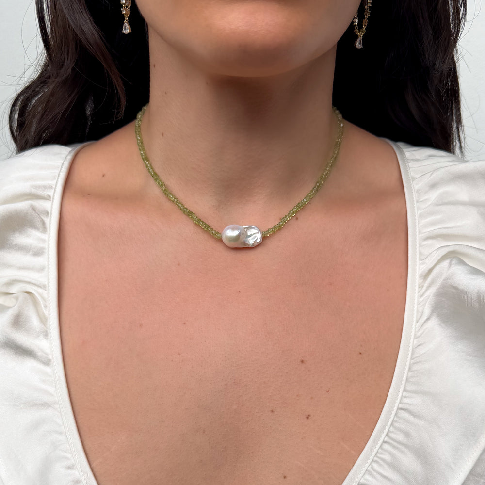14K Gold Filled Necklaces Bosco Perla Peridot Necklace LINK'D THE LABEL