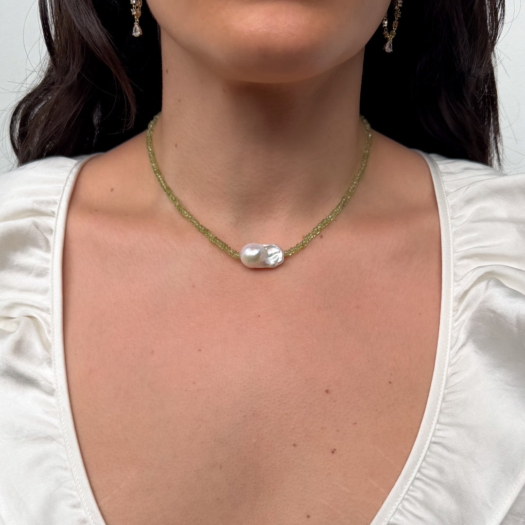 14K Gold Filled Necklaces Bosco Perla Peridot Necklace LINK'D THE LABEL