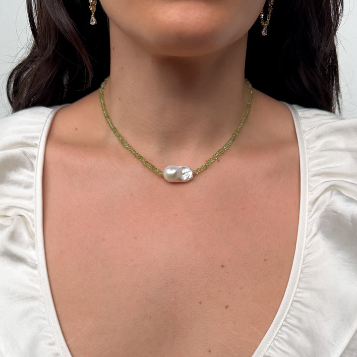 14K Gold Filled Necklaces Bosco Perla Peridot Necklace LINK'D THE LABEL