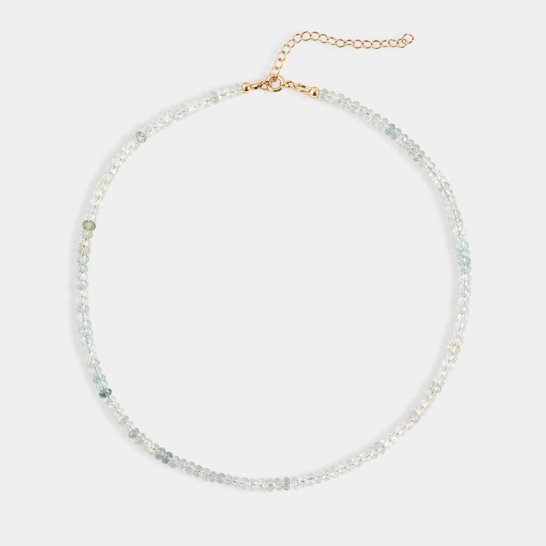 Pale blue-green aquamarine bead necklace