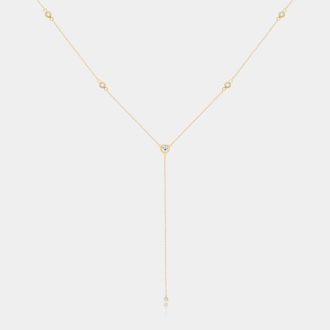 14K Gold Filled Necklaces CZ Lariat Necklace LINK'D THE LABEL