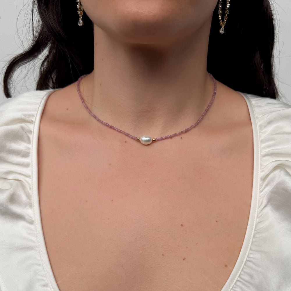 14K Gold Filled Necklaces Fiore Perla Tourmaline Necklace LINK'D THE LABEL