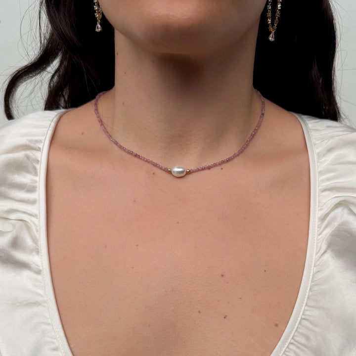 14K Gold Filled Necklaces Fiore Perla Tourmaline Necklace LINK'D THE LABEL