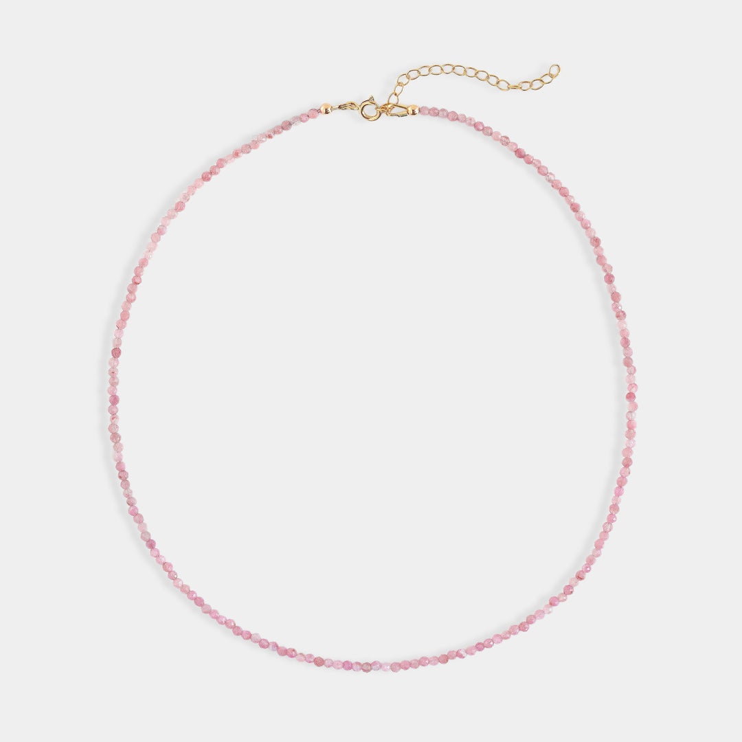 Pink tourmaline bead necklace