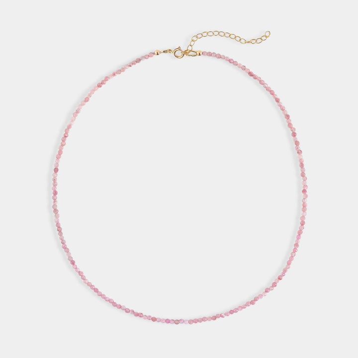 Pink tourmaline bead necklace