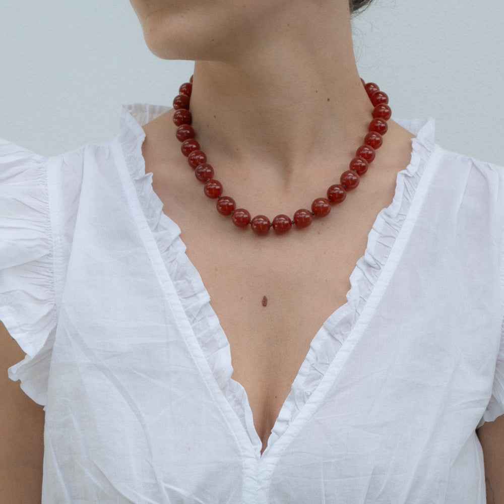 14K Gold Filled Necklaces Guava Carnelian Bead Necklace LINK'D THE LABEL