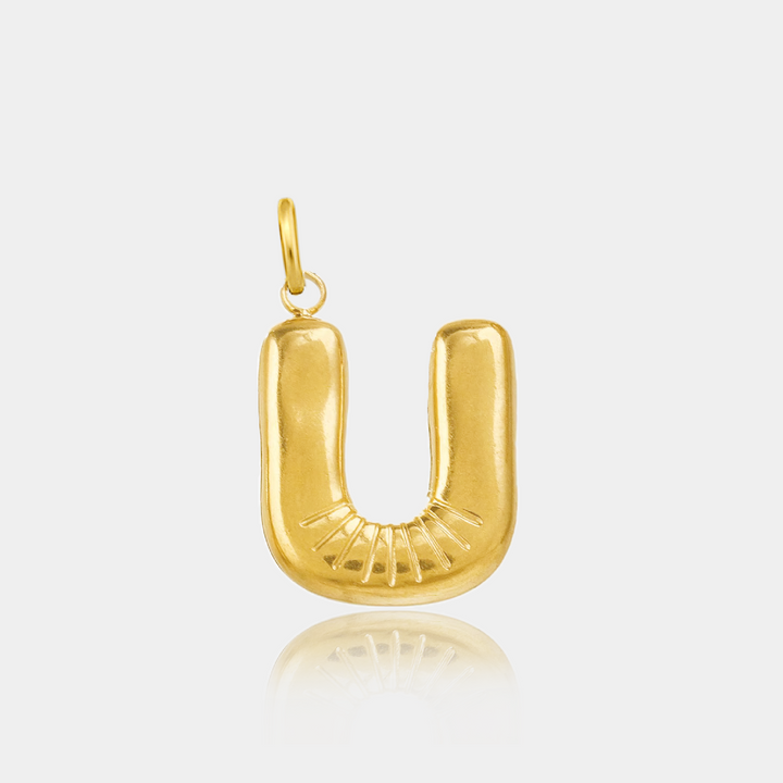 14K Gold Filled Necklaces Jumbo Bubble Letter Charm LINK'D THE LABEL