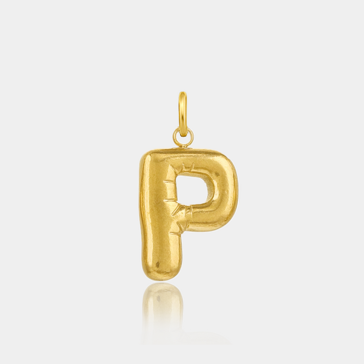 14K Gold Filled Necklaces Jumbo Bubble Letter Charm LINK'D THE LABEL