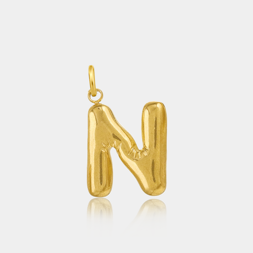 14K Gold Filled Necklaces Jumbo Bubble Letter Charm LINK'D THE LABEL