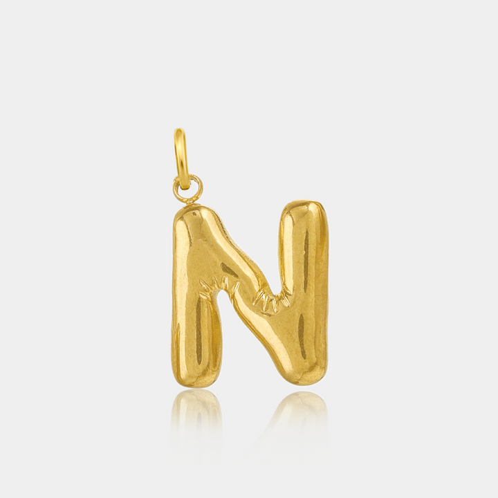 14K Gold Filled Necklaces Jumbo Bubble Letter Charm LINK'D THE LABEL