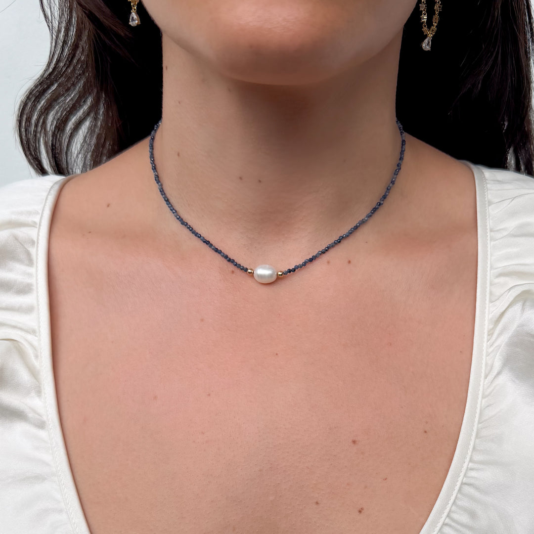 14K Gold Filled Necklaces Marina Perla Sapphire Necklace LINK'D THE LABEL