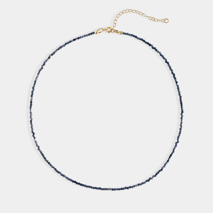 Blue sapphire bead necklace