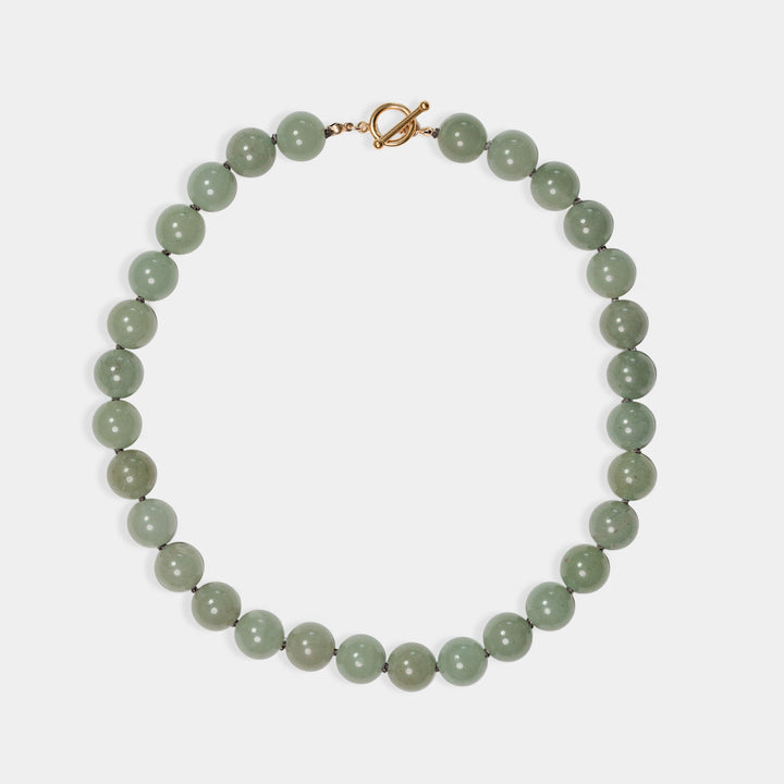 14K Gold Filled Necklaces Matcha Aventurine Bead Necklace LINK'D THE LABEL