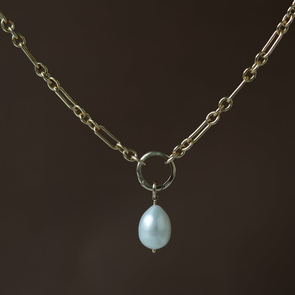 14K Gold Filled Necklaces Pearl Drop Charm LINK'D THE LABEL