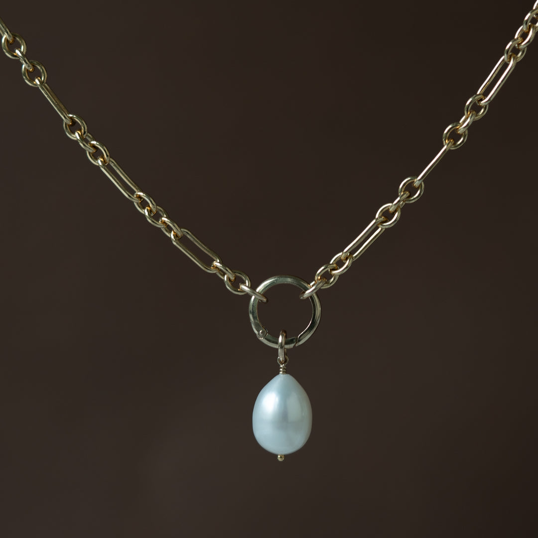 14K Gold Filled Necklaces Pearl Drop Charm LINK'D THE LABEL