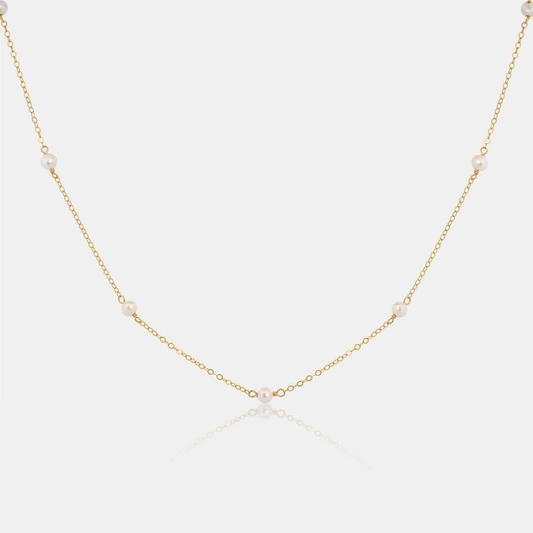 14K Gold Filled Necklaces Pearl Satellite Necklace LINK'D THE LABEL