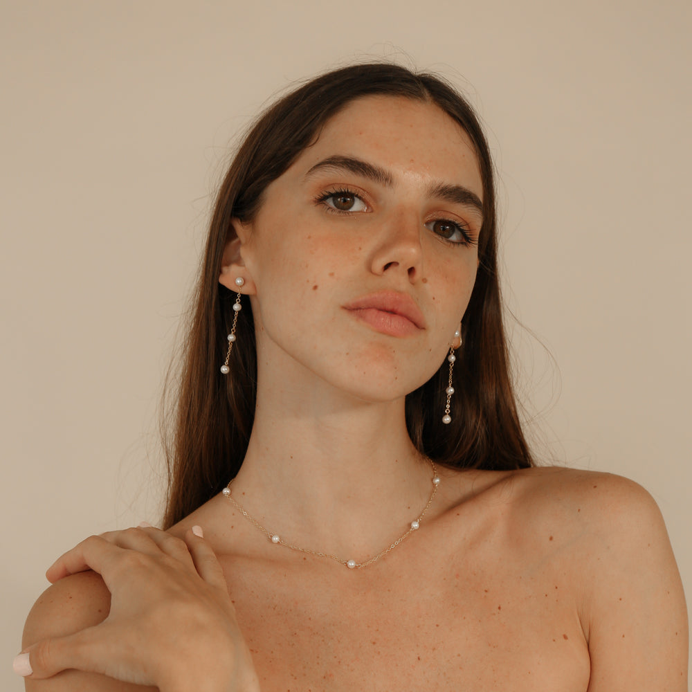 14K Gold Filled Necklaces Pearl Satellite Necklace LINK'D THE LABEL