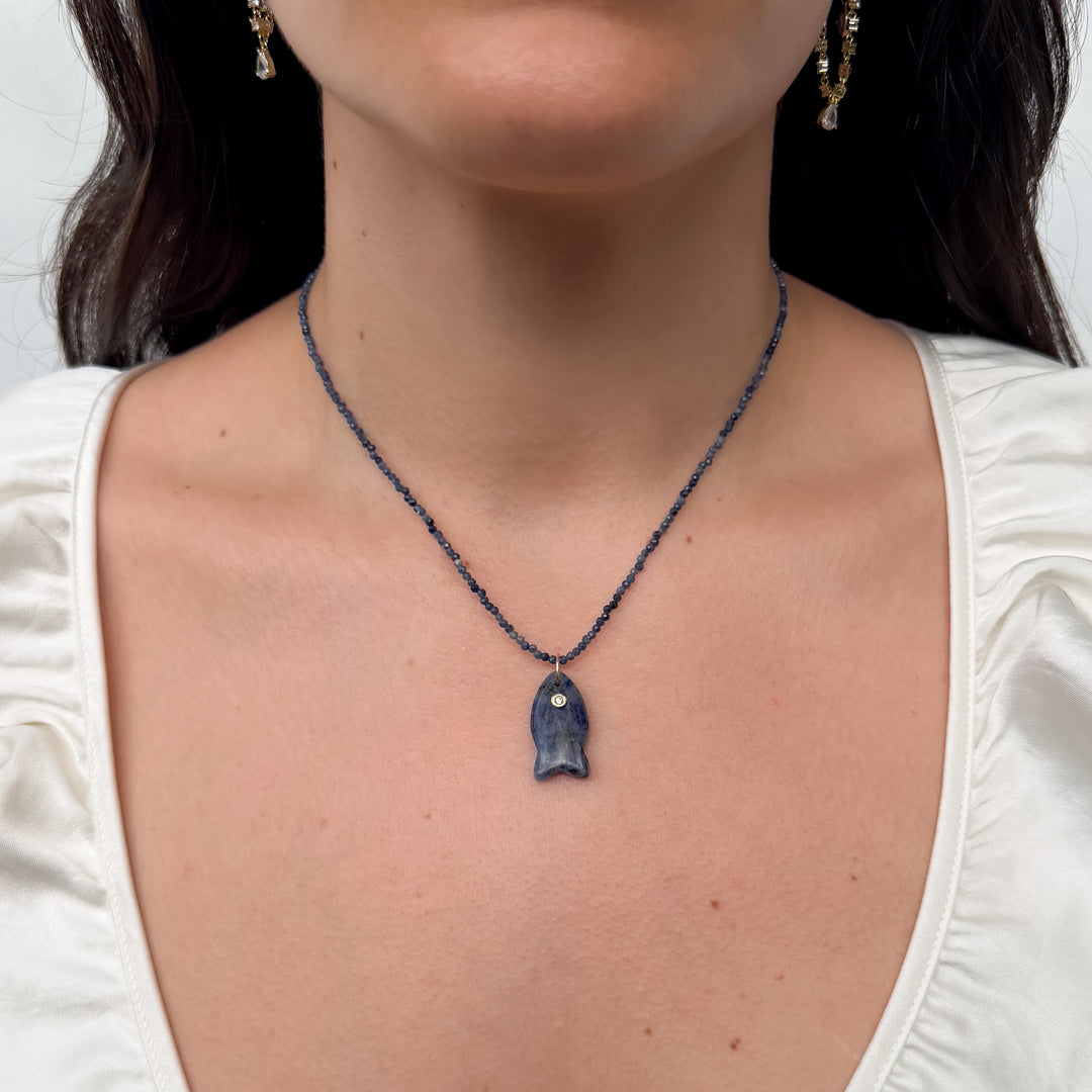 14K Gold Filled Necklaces Pesce Marina Sapphire Necklace LINK'D THE LABEL