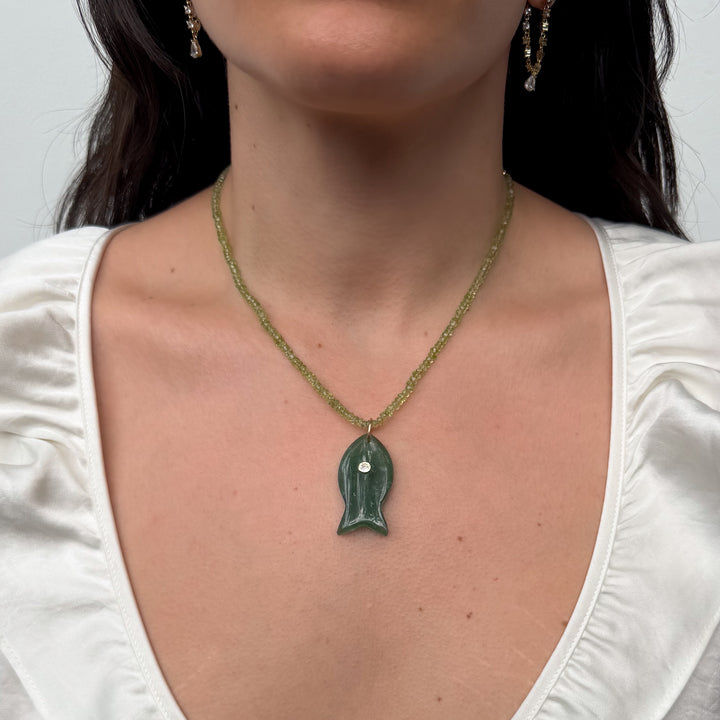 14K Gold Filled Necklaces Pesce Verde Peridot Necklace LINK'D THE LABEL