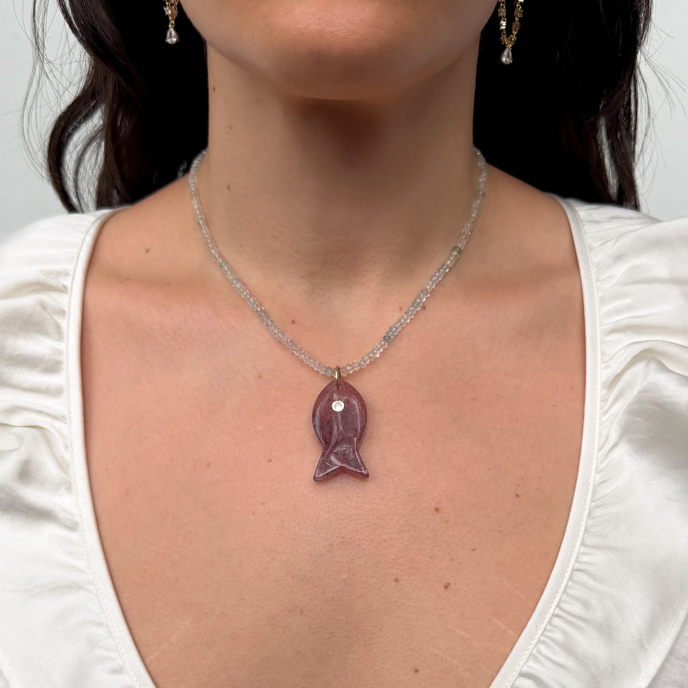14K Gold Filled Necklaces Pesce Viola Aquamarine Necklace LINK'D THE LABEL