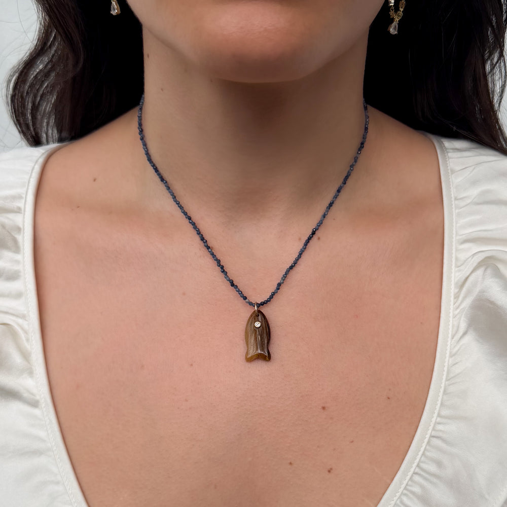 14K Gold Filled Pendants Pesciolino Ambra Tiger's Eye Charm LINK'D THE LABEL