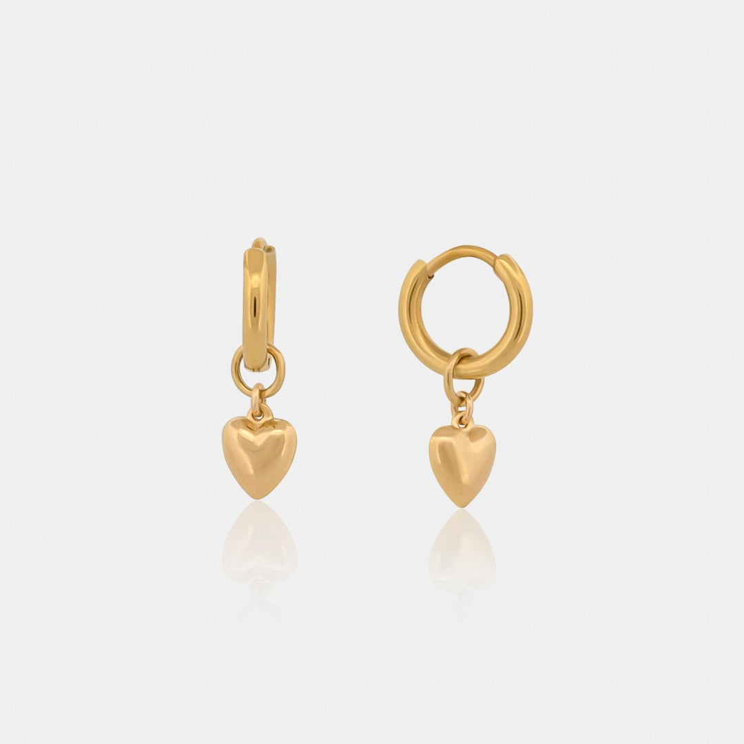 14K Gold Filled Puffed Heart Huggie Earrings LINK'D THE LABEL