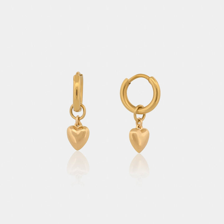 14K Gold Filled Puffed Heart Huggie Earrings LINK'D THE LABEL