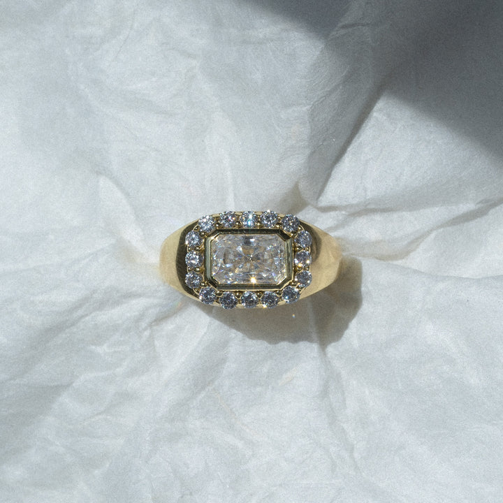 14K Gold Filled Rings Heirloom Moissanite Signet Pinky Ring LINK'D THE LABEL