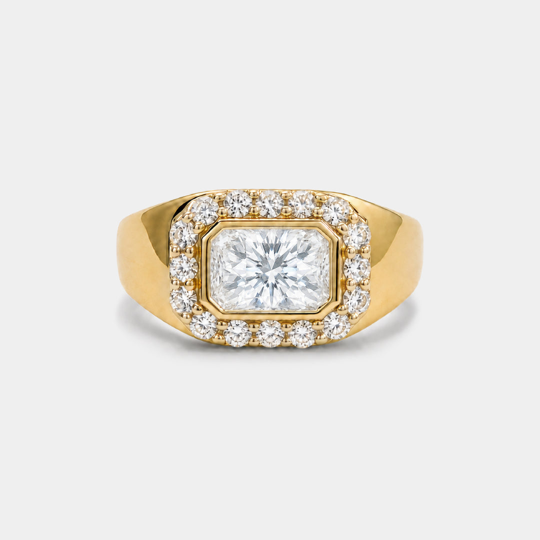 14K Gold Filled Rings Heirloom Moissanite Signet Pinky Ring LINK'D THE LABEL