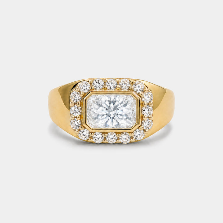 14K Gold Filled Rings Heirloom Moissanite Signet Pinky Ring LINK'D THE LABEL