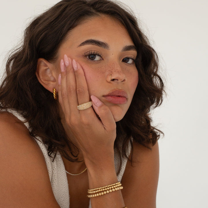 14K Gold Filled Rings Pave Chunky Dome Ring LINK'D THE LABEL