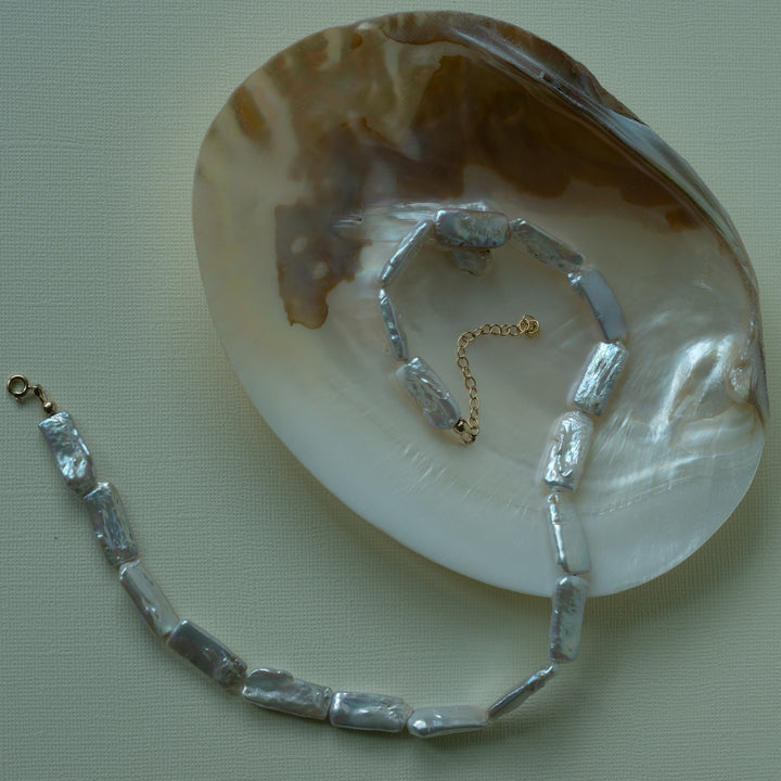 14K Gold Filled Riva Rectangle Pearl Necklace LINK'D THE LABEL