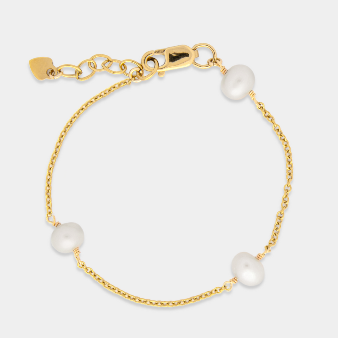 14K Gold Filled Satellite Pearl Baby Bracelet/Anklet LINK'D THE LABEL