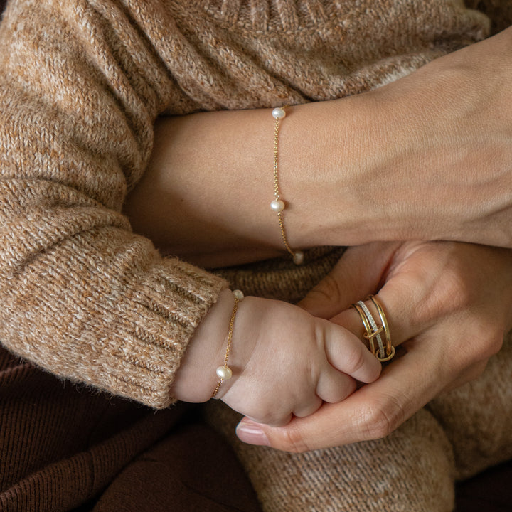 14K Gold Filled Satellite Pearl Baby Bracelet/Anklet LINK'D THE LABEL