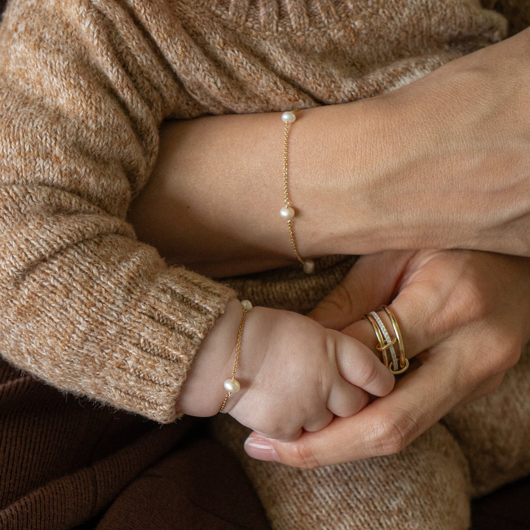 14K Gold Filled Satellite Pearl Bracelet/Anklet (Mama Edition) LINK'D THE LABEL