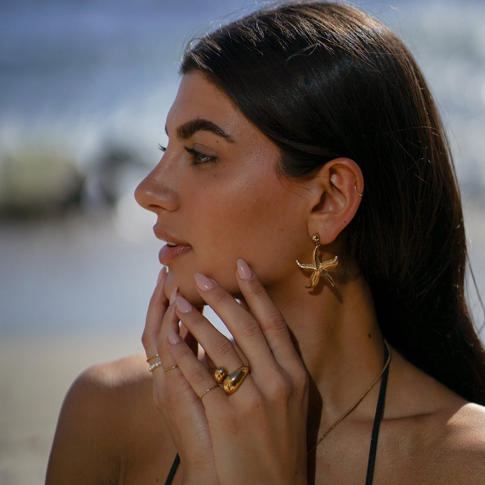 14K Gold Filled Sunrise Starfish Earrings LINK'D THE LABEL