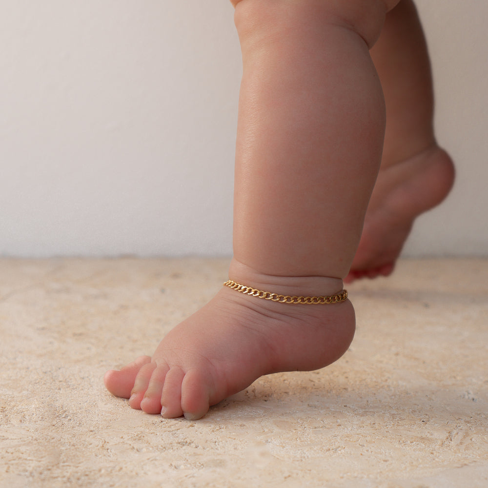 14K Gold Filled The Mini Curb Baby Bracelet/Anklet LINK'D THE LABEL