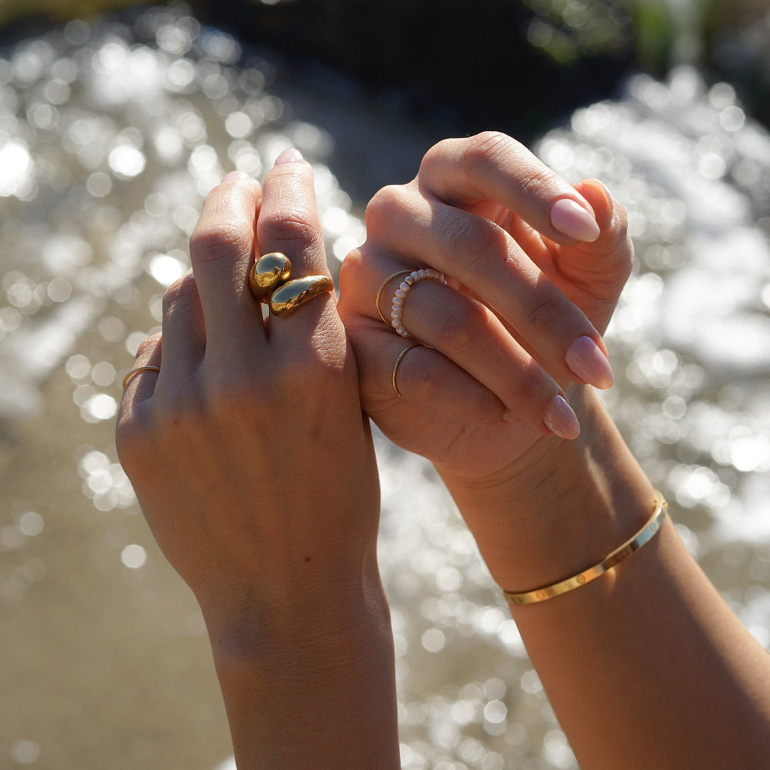 14K Gold Filled West Coast Pearl Ring LINK'D THE LABEL