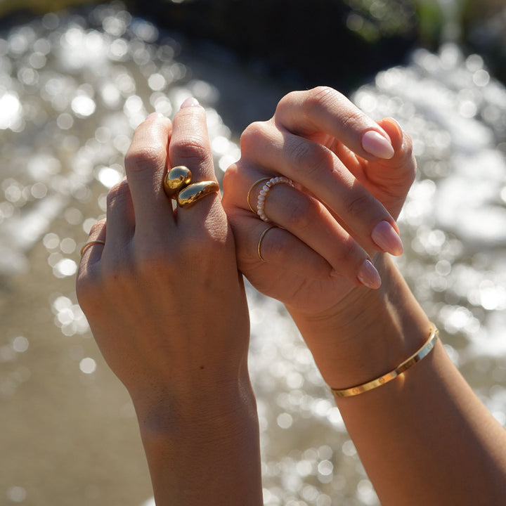 14K Gold Filled West Coast Pearl Ring LINK'D THE LABEL