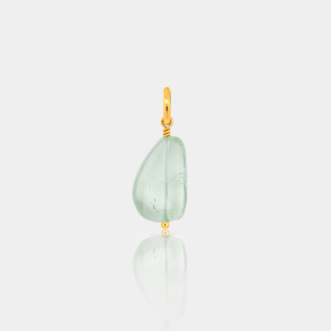 Aventurine Gemstone Drop Charm pendant on a light background
