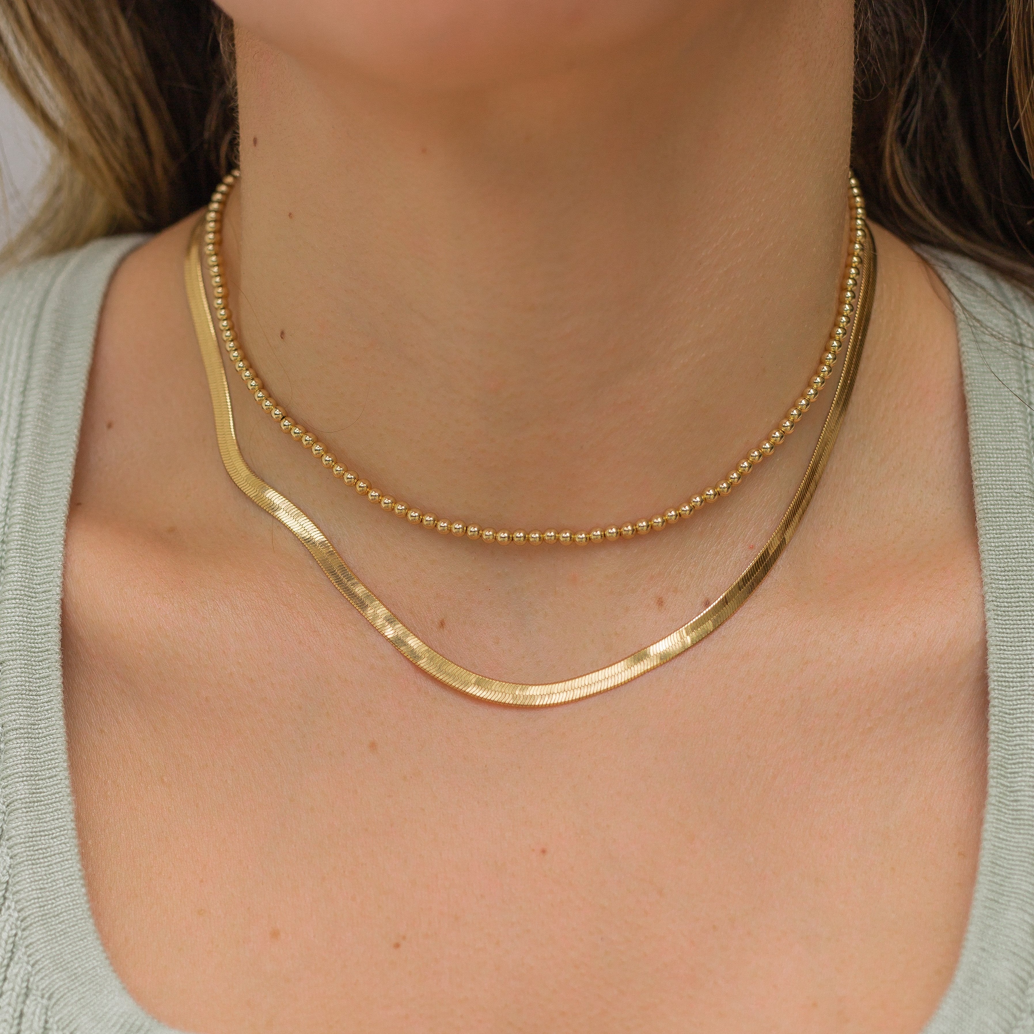 ゆうENEY HERRINGBONE K18 CHAIN NECKLACE Herringbone Chain Necklace in 18k Yellow Gold Vermeil