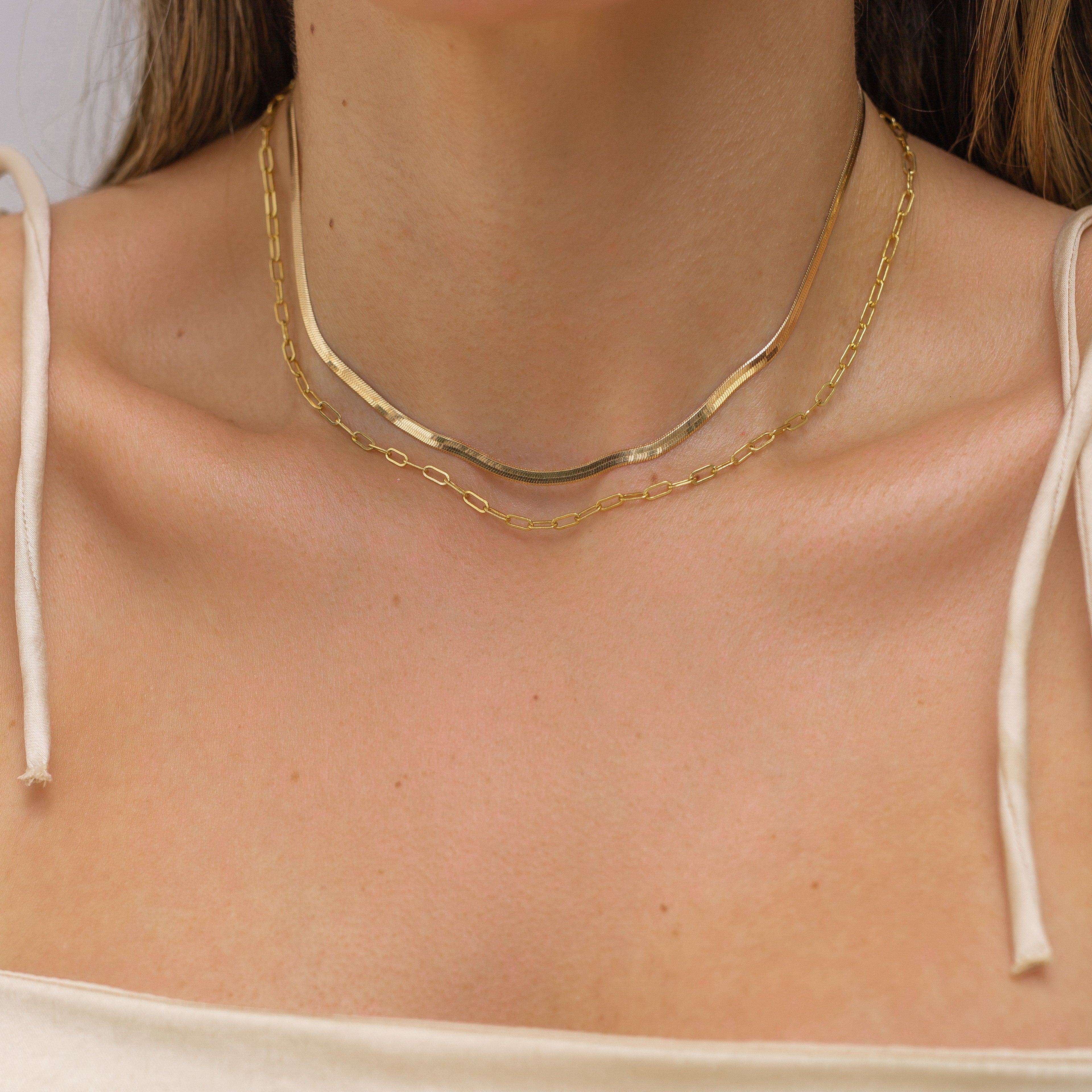 18k Gold Plated Herringbone Necklace – LINK'D THE LABEL