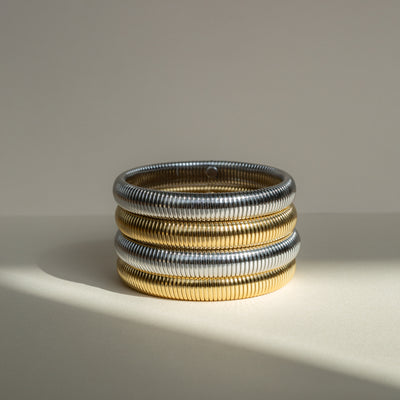 Two tone Snake Bangle Bracelet #color_gold