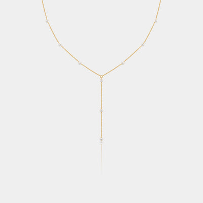 14k gold filled pearl satellite lariat necklace