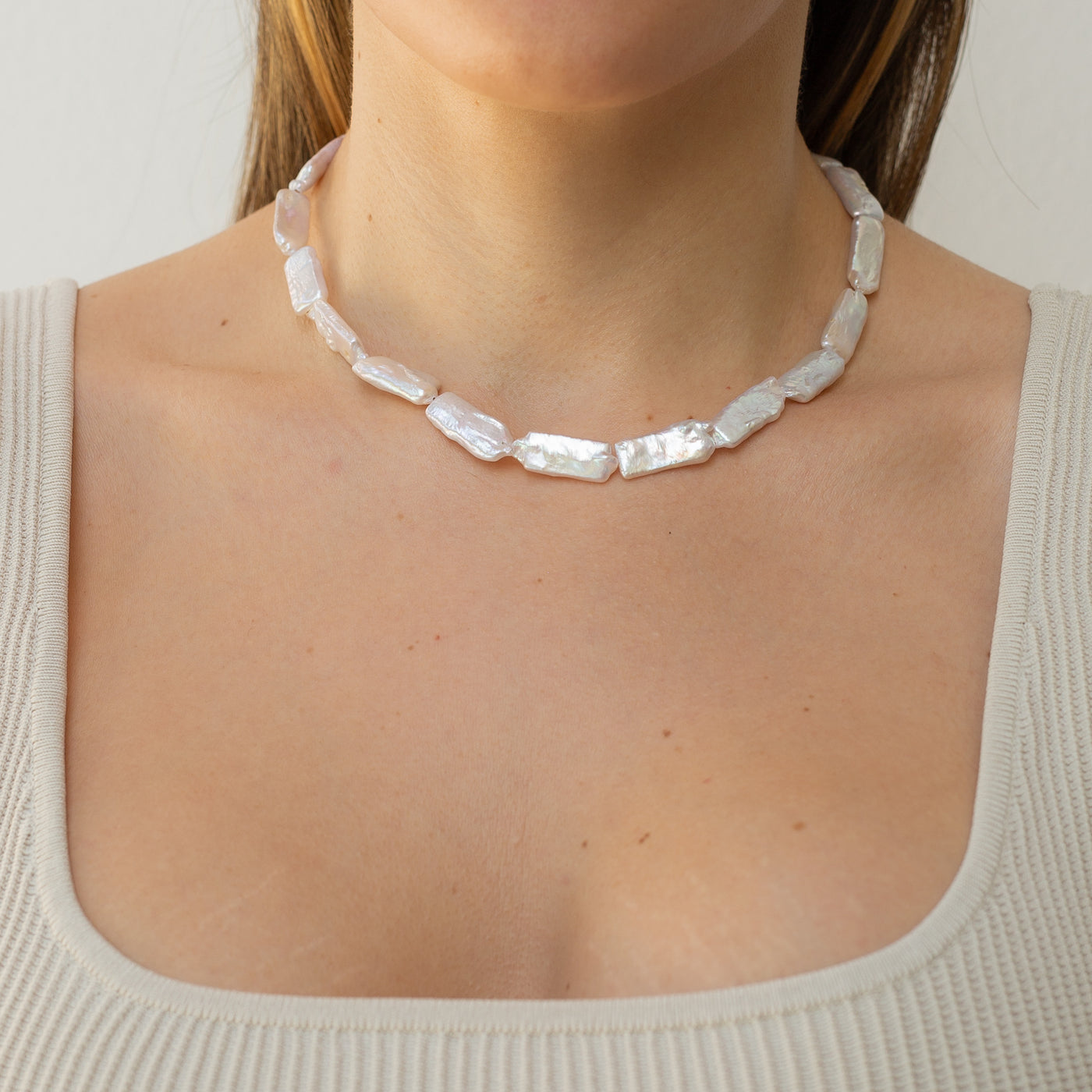 Baroque Rectangle Freshwater Pearl Necklace