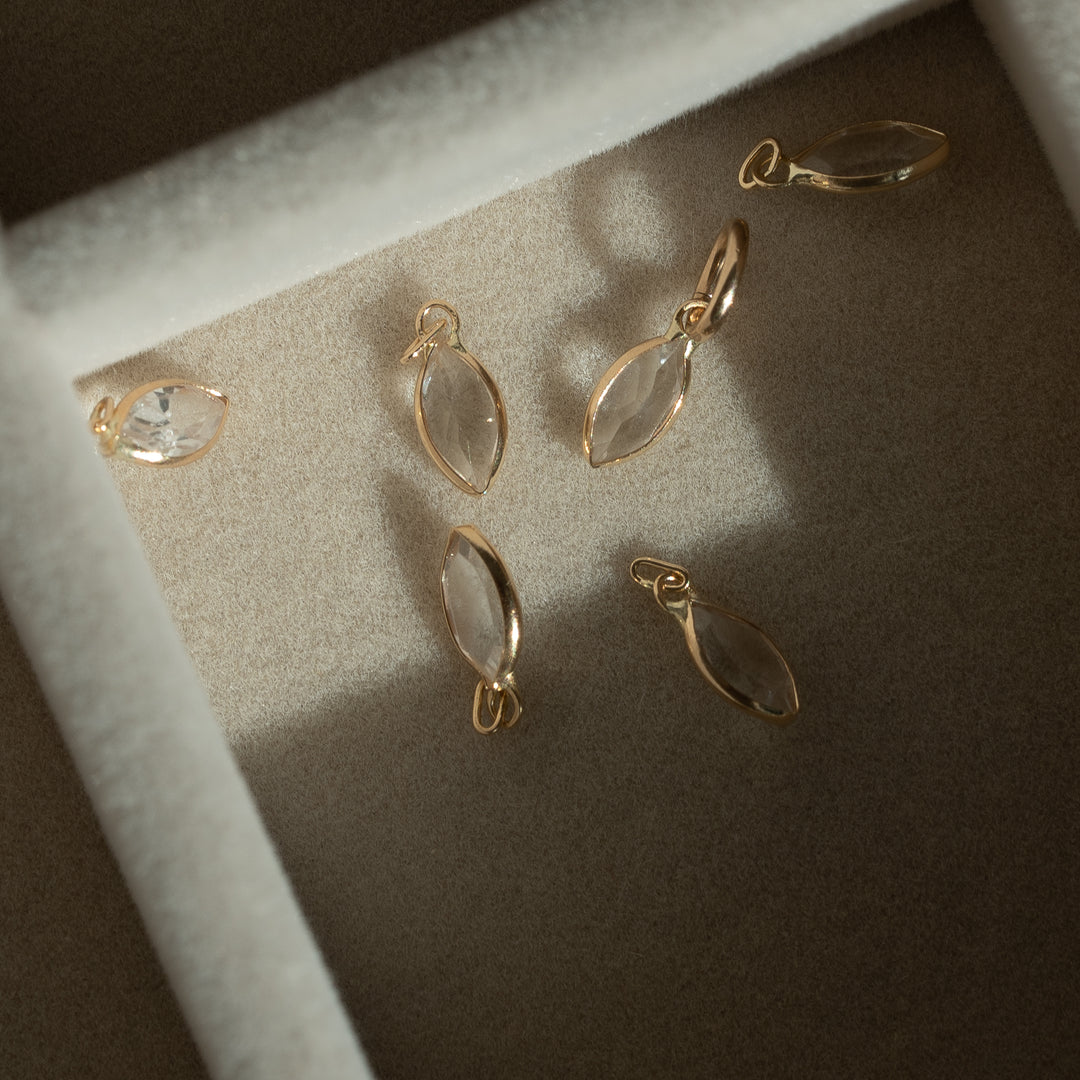14k Solid Gold Marquise Gem Charm