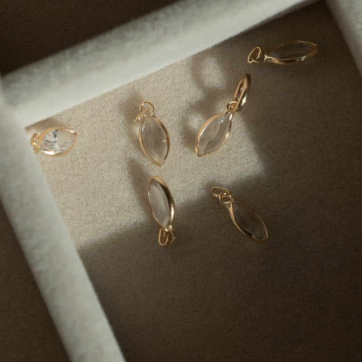14k Solid Gold Marquise Gem Charm