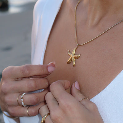 14k gold filled snake chain with starfish pendant
