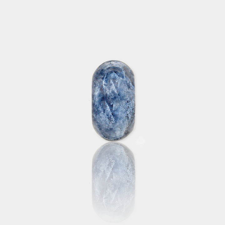 sodalite spacer bead on a light gray background