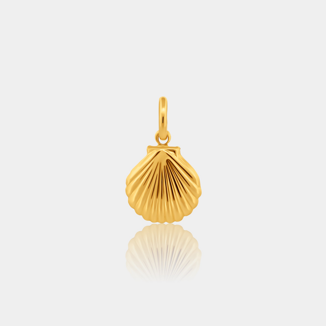 14k Gold-filled seashell pendant on a light gray background